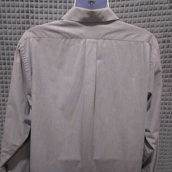 Button Long Sleeve Collared Shirt Mens 17-34/35 Gray EndonEnd Dress Work Cotton - Picture 12 of 14